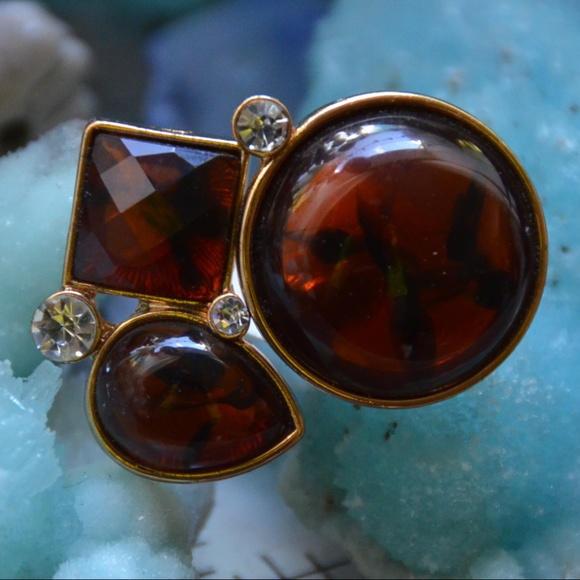 Mackenzie Jewelry - Mackenzie brown amber chunky clamper ring size 5